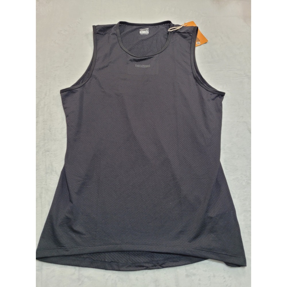 NWT‎ THRLEGBIRD Cycling Tank Top Mens XL Black Athletic Performance Mesh Vest